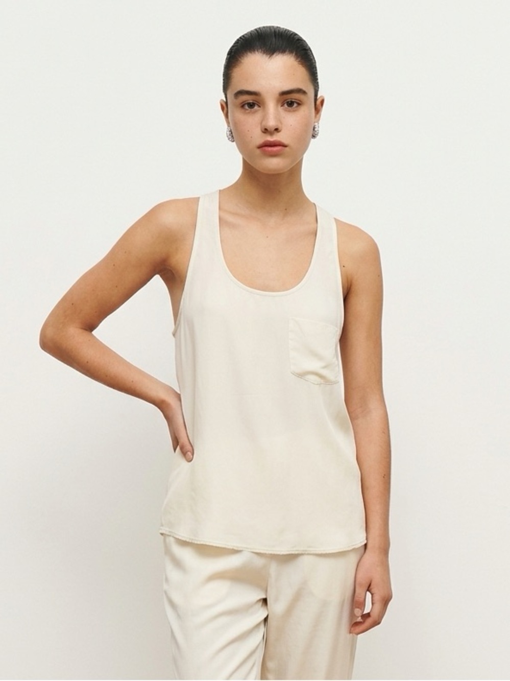 100% Silk | Wilfred Cream Luxurious Sleeveless Tank | Summer Top | Small